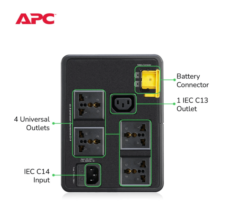 เครื่องสำรองไฟฟ้า APC 1200VA 250 วัตต์ รุ่น BVX1200LI-MS EASY UPS 5 ช่อง ป้องกัน ไฟตก ไฟเกิน